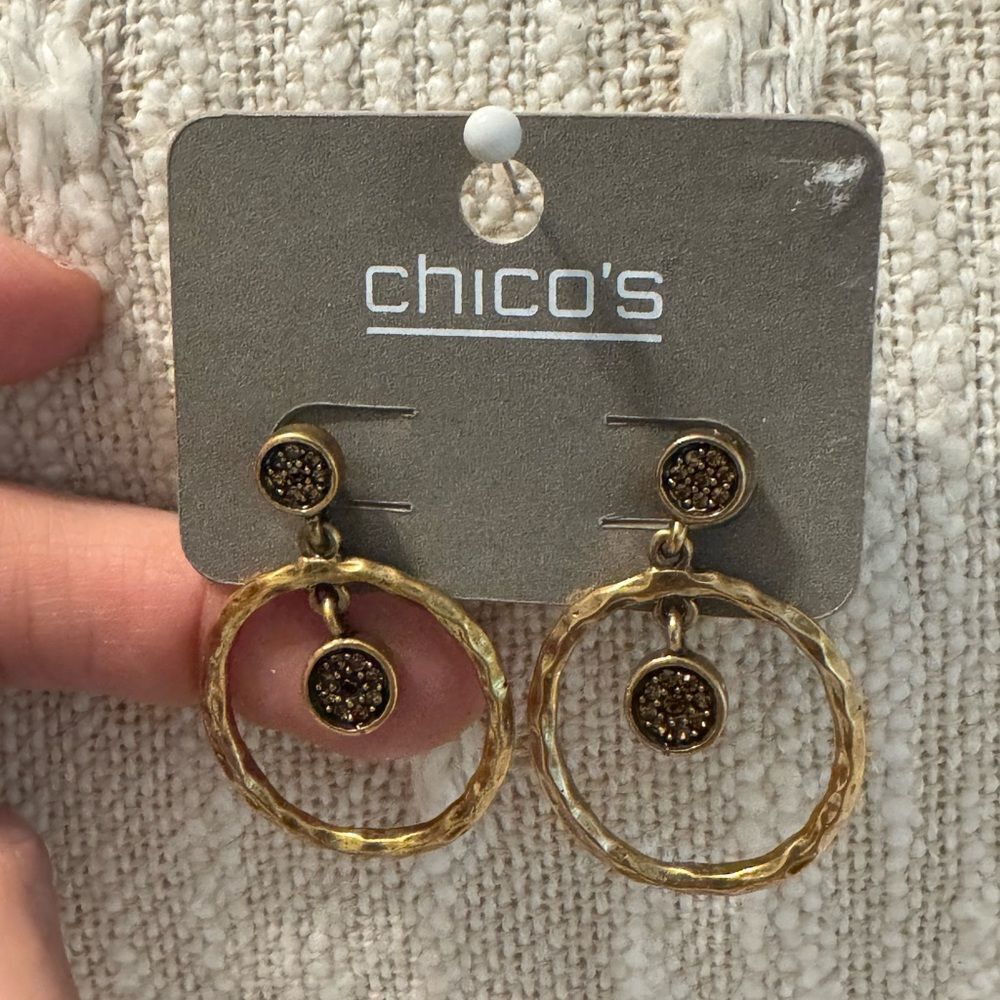 0043-Chico's Gold Dangle Earrings